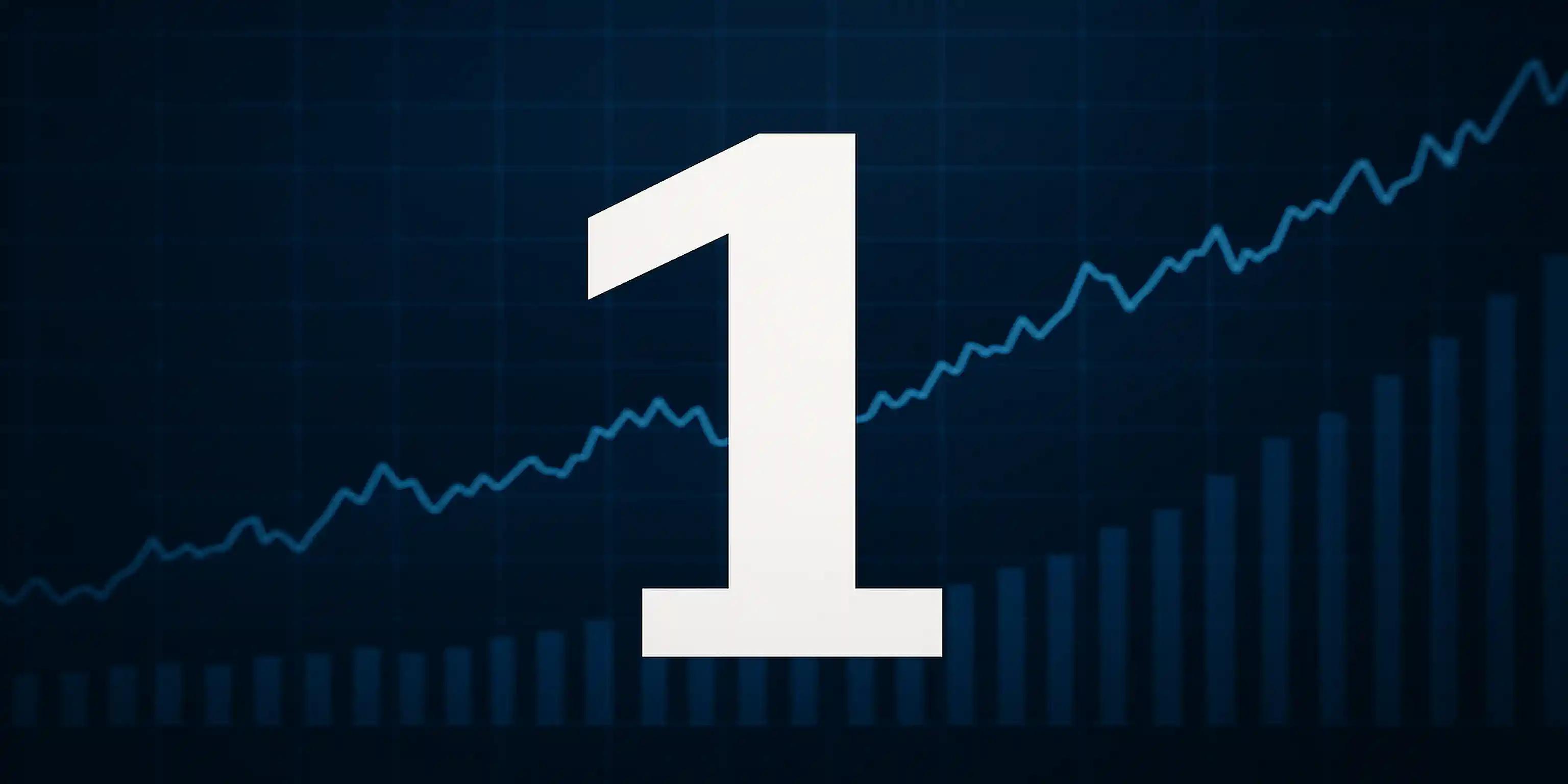 eine weiße 1 vor einen nach rechts aufsteigenden Chart