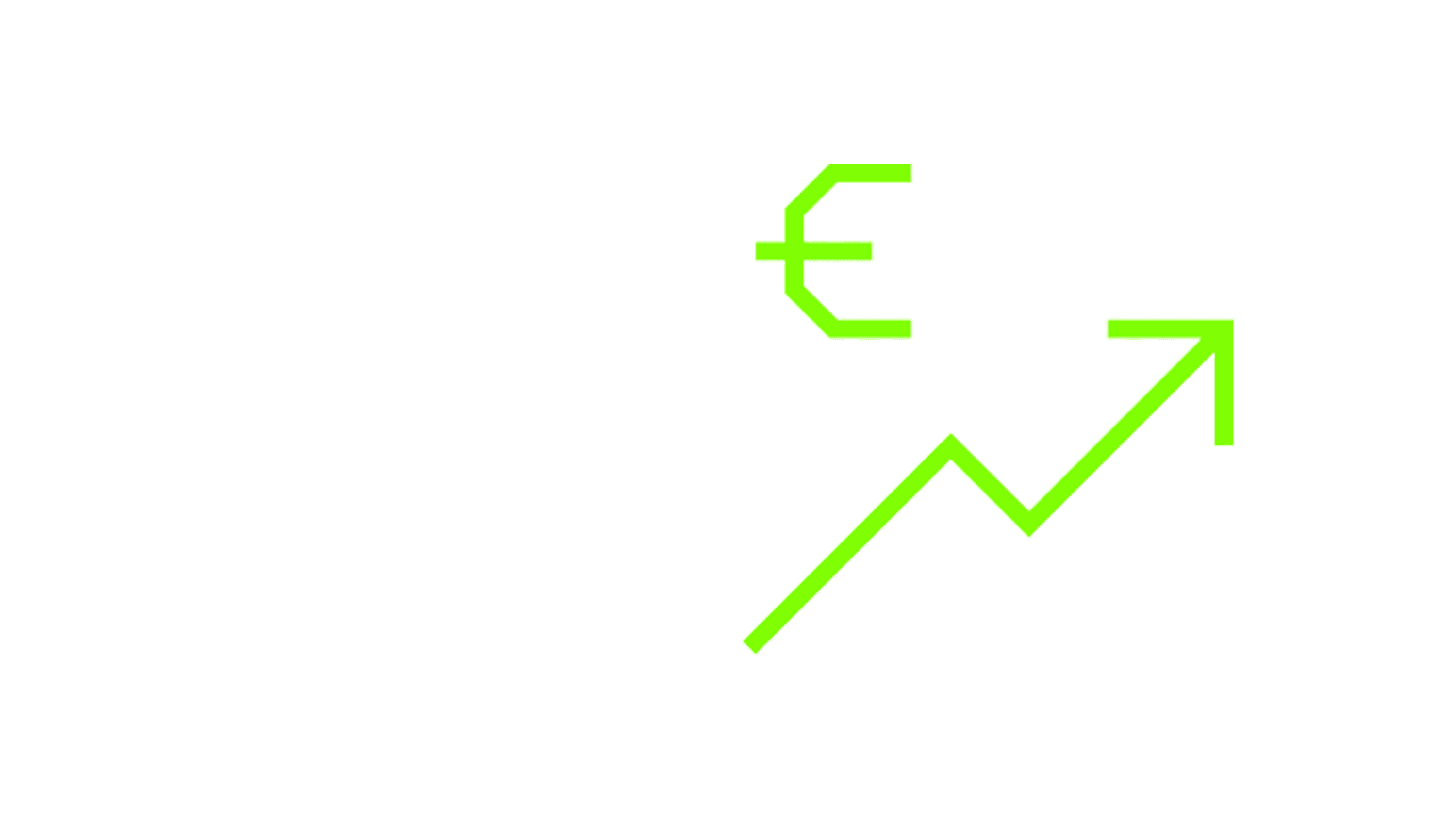 Grünes €-Zeichen und ein grüner nach oben zeigender Pfeil