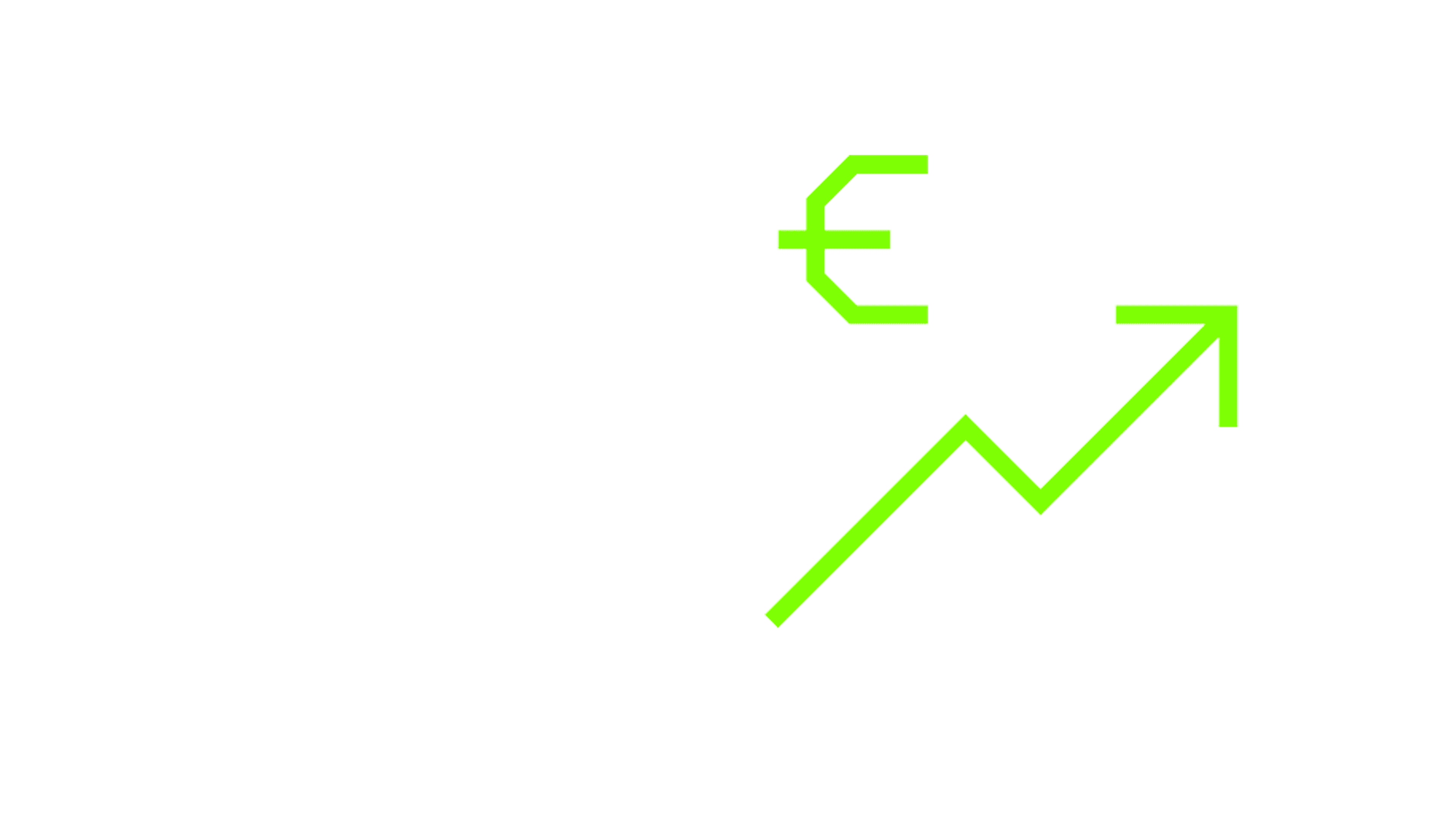 Icon eines grünen, nach oben zeigenden Pfeils und des €-Symbols