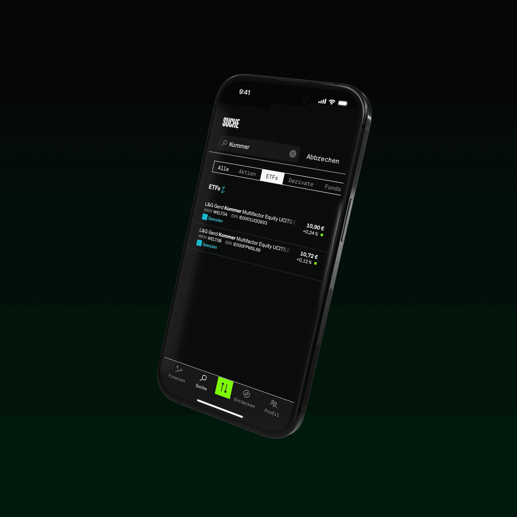 Smartphonedisplay mit Ansicht der Gerd Kommer ETF