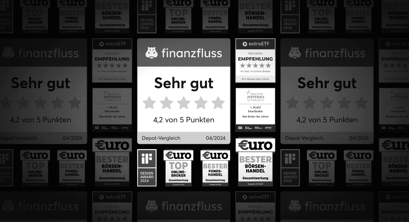 Collage mit Testsiegeln für SMARTBROKER+